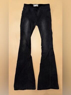 Free People Flare Jeans Black Bell Bottom Boho Festival High Rise Womens 24